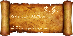 Králik Gábor névjegykártya